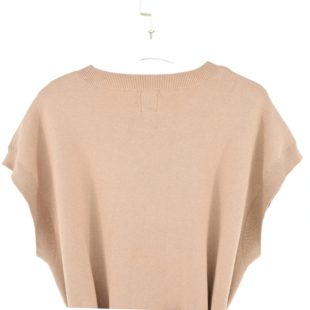 Maeve Anthropologie Belted Muscle Sweater Vest XL Tan Beige Knit Quiet Luxury